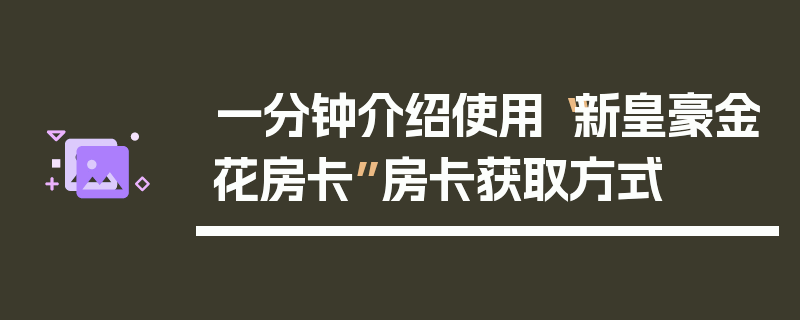 一分钟介绍使用“新皇豪金花房卡”房卡获取方式